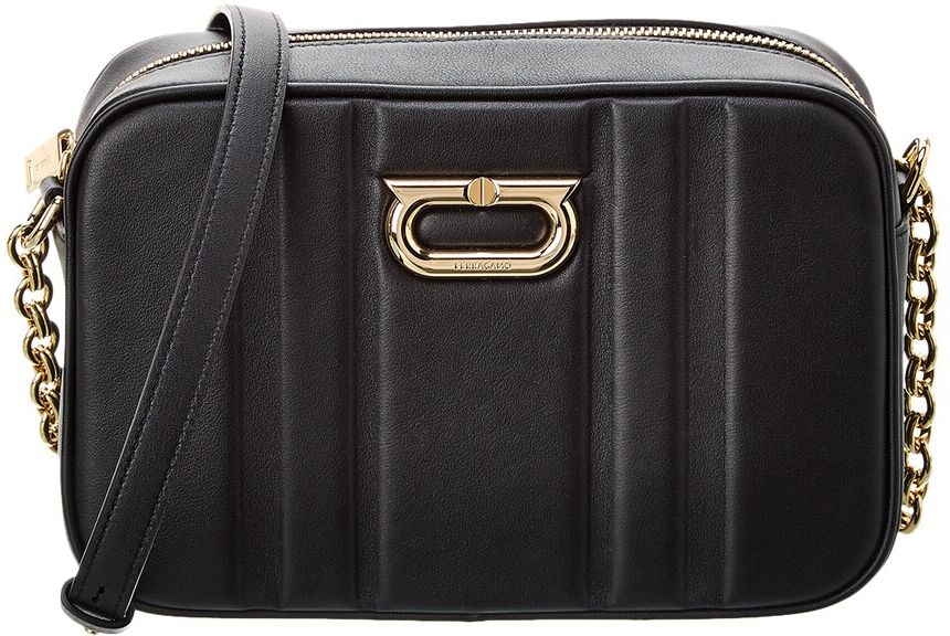 Ferragamo Gancini Leather Camera Bag Black NoSize