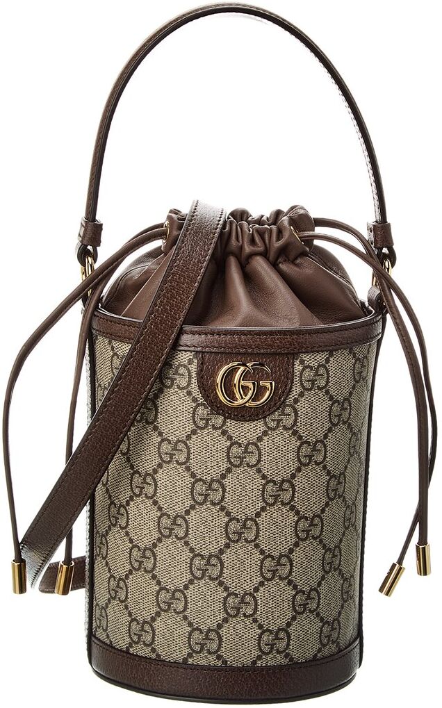 Gucci Ophidia Mini GG Supreme Canvas & Leather Bucket Bag Brown os