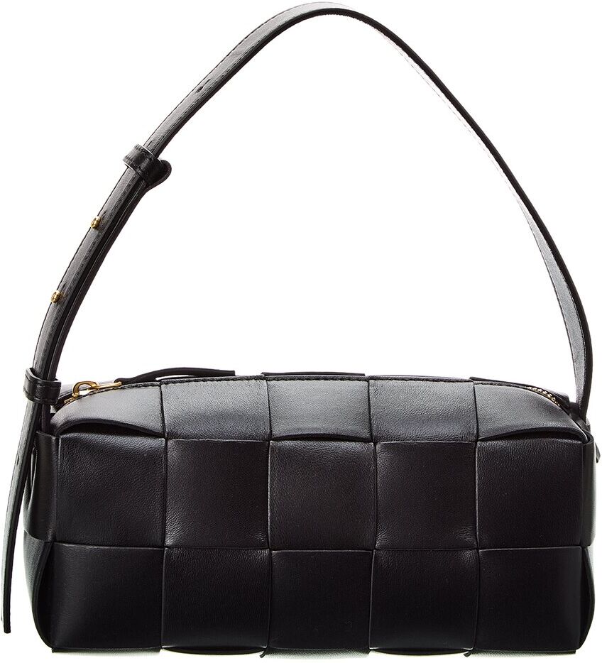 Bottega Veneta Brick Cassette Small Intreccio Leather Hobo Bag Black NoSize