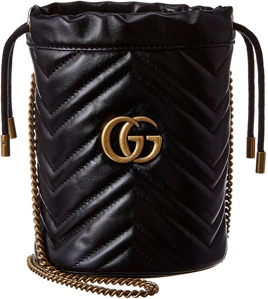 Gucci GG Marmont Mini Matelasse Leather Bucket Bag Black NoSize