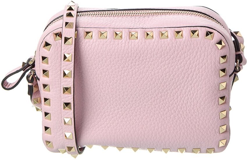 Valentino Rockstud Grainy Leather Camera Bag Purple NoSize