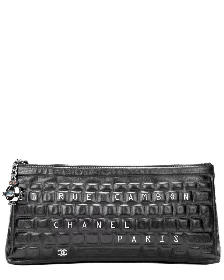 Chanel Limited Edition Black Lambskin Leather Limited Edition Metiers de Arts Keyboard Clutch (Authentic Pre-Owned) NoColor NoSize