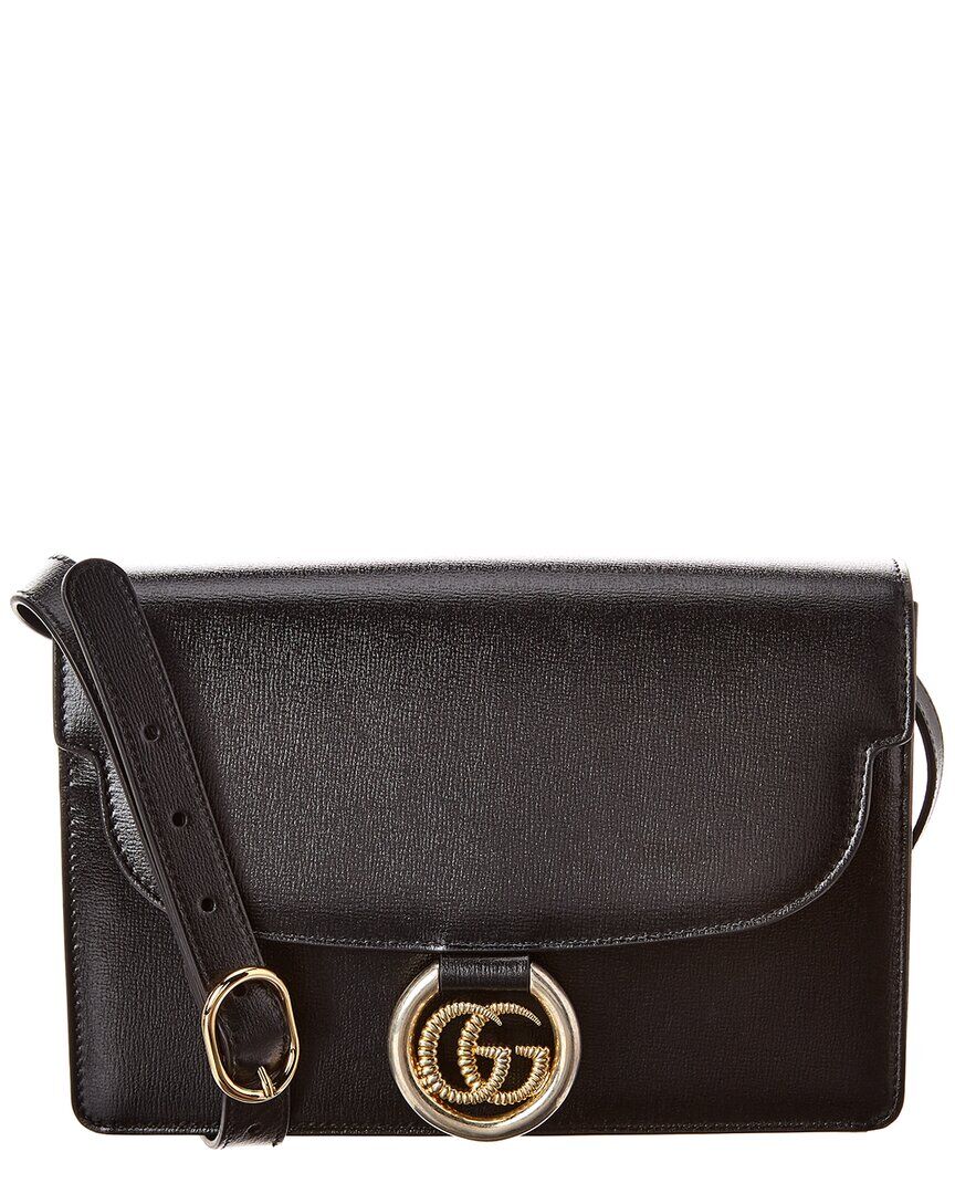 Gucci Torchon Double G Leather Shoulder Bag Black NoSize