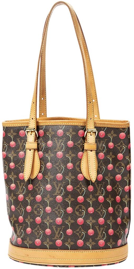 Louis Vuitton Limited Edition Brown Takashi Murakami Coated Canvas Bucket Bag & Pochette PM (Authentic Pre-Owned) NoColor NoSize