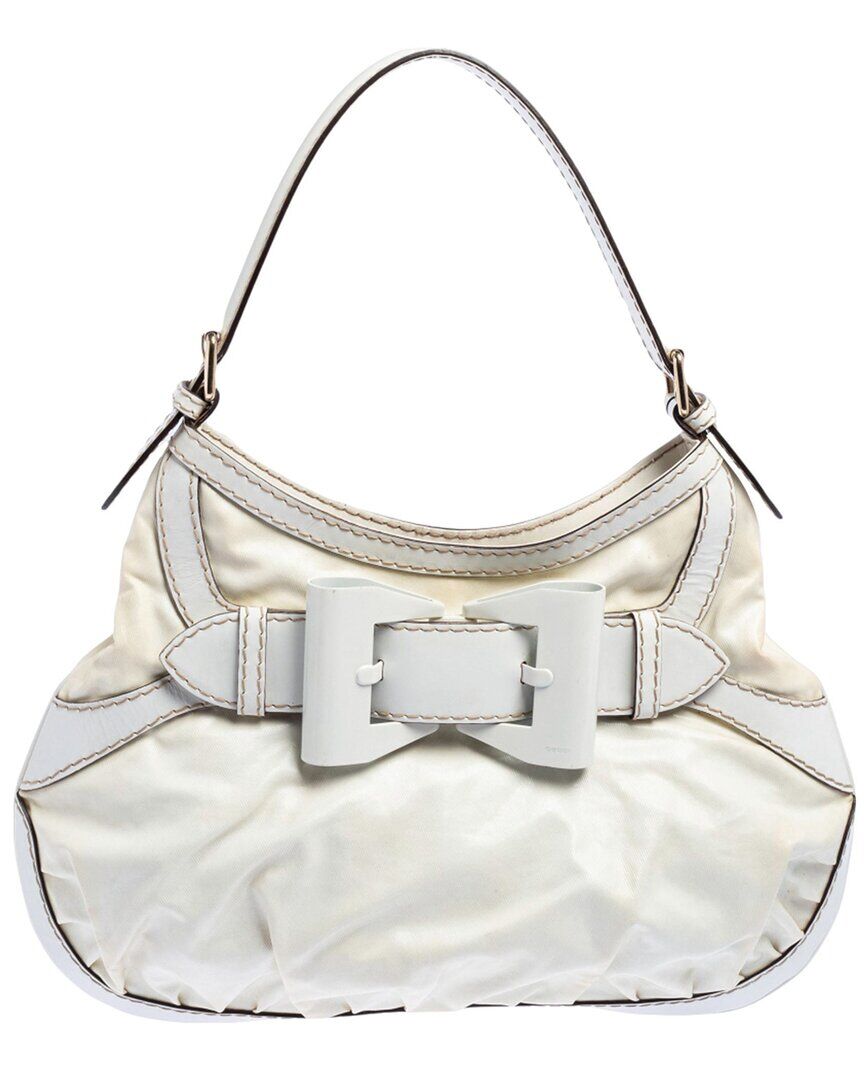 Gucci White Coated Canvas & Leather Queen Hobo (Authentic Pre-Owned) NoColor NoSize