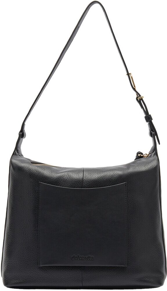 Dolce Vita Back Patch Pocket Leather Hobo Bag Black NoSize