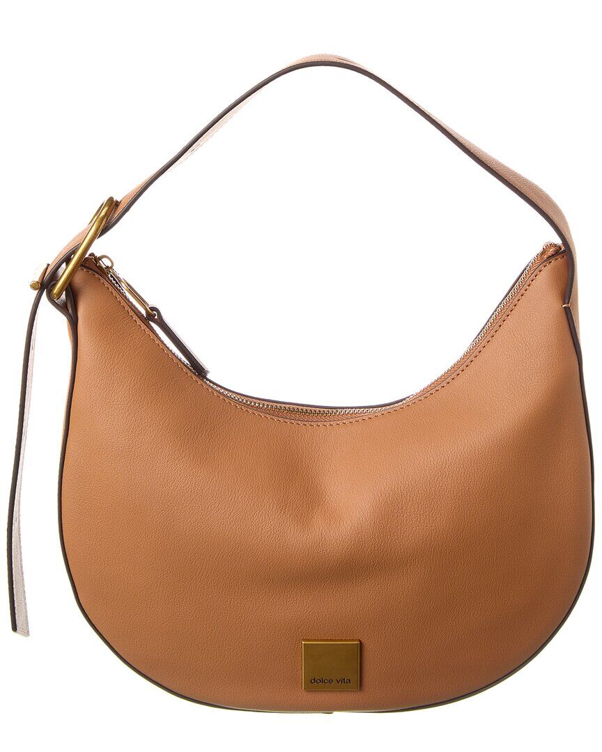 Dolce Vita Adjustable Leather Shoulder Hobo Bag Brown NoSize