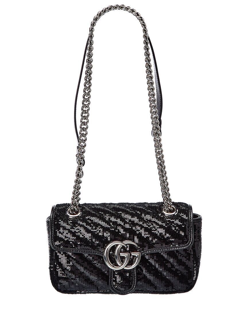 Gucci GG Marmont Mini Sequin Shoulder Bag Black NoSize