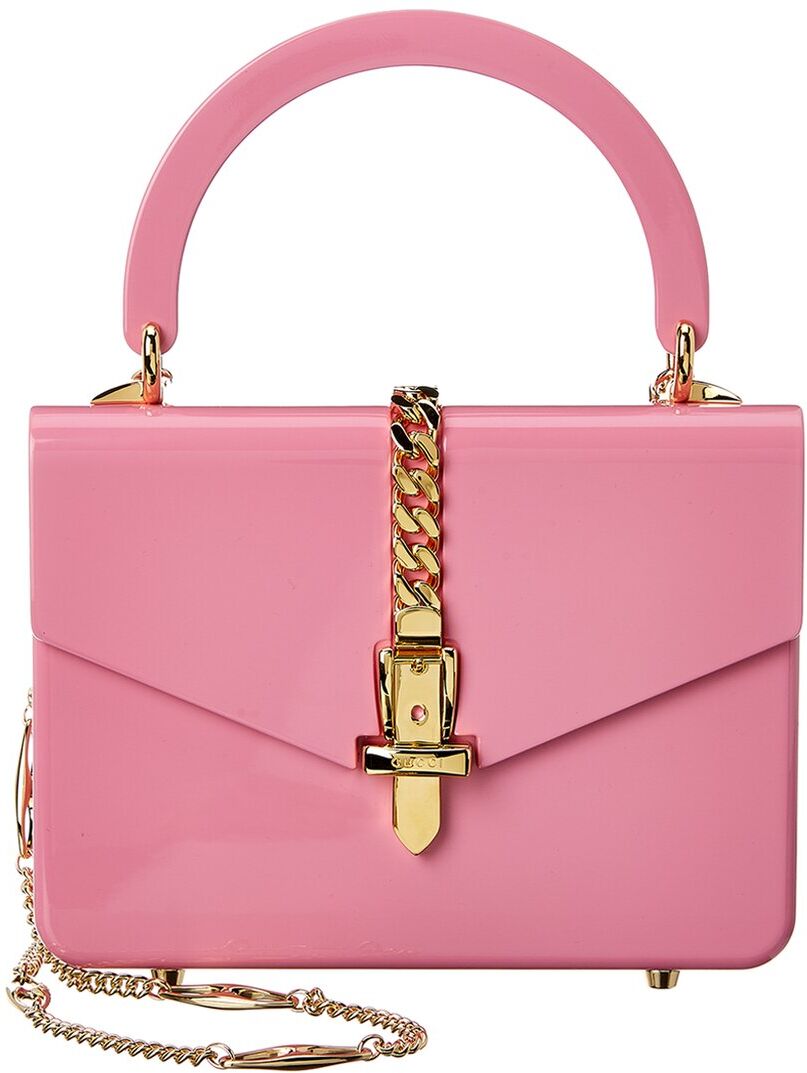 Gucci Sylvie 1969 Mini Plexiglas Top Handle Shoulder Bag Pink NoSize