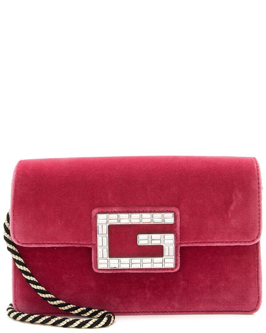 Gucci Pink Crystal & Leather & Velvet G Shoulder Bag (Authentic Pre-Owned) NoColor NoSize