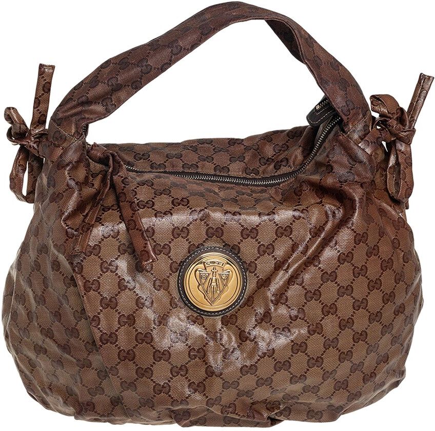 Gucci Beige GG Canvas & Leather Crystal Hysteria Hobo Bag (Authentic Pre-Owned) NoColor NoSize