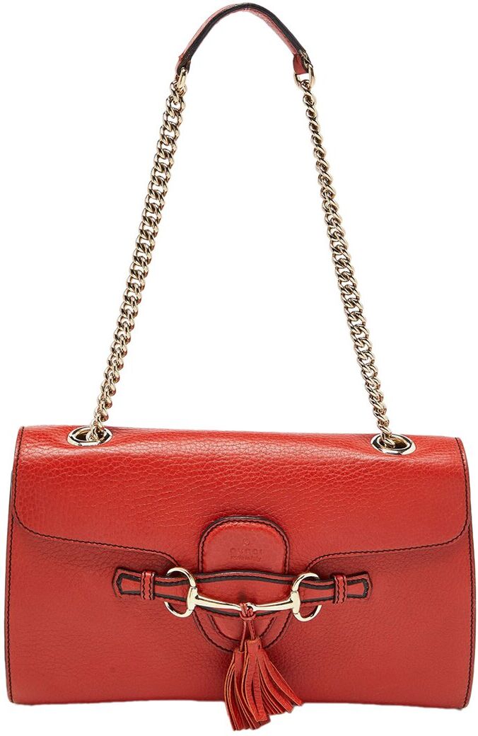 Gucci Red Leather Medium Emily Shoulder Bag (Authentic Pre-Owned) NoColor NoSize