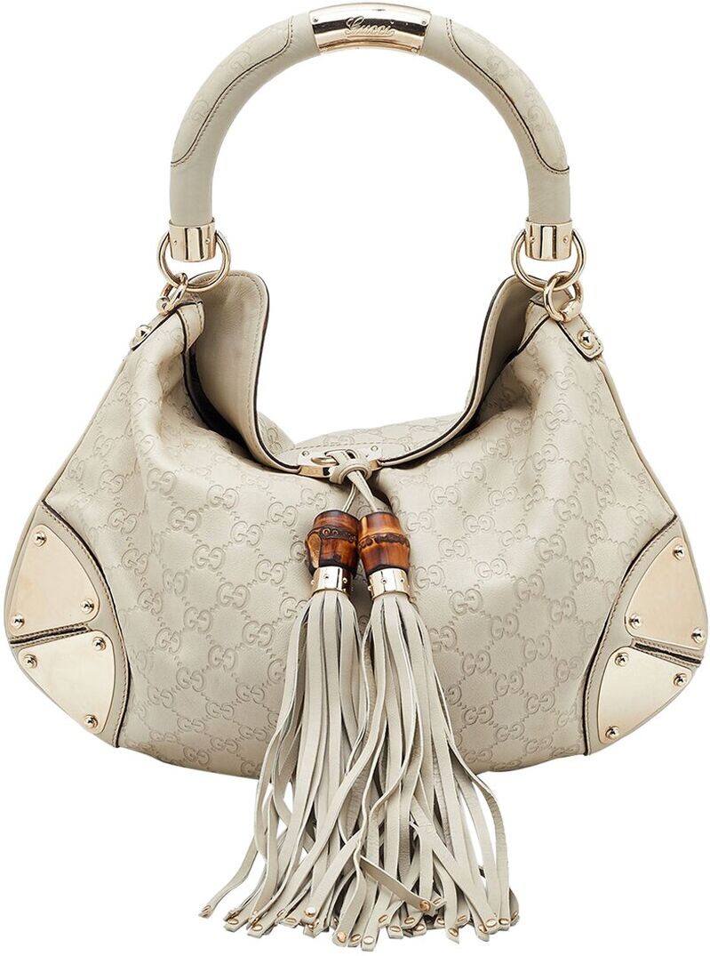 Gucci Cream Guccissima Leather Medium Babouska Indy Hobo Bag (Authentic Pre- Owned) NoColor NoSize