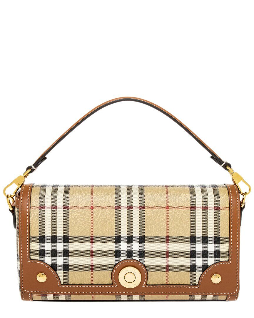 Burberry Check Canvas & Leather Shoulder Bag Brown os