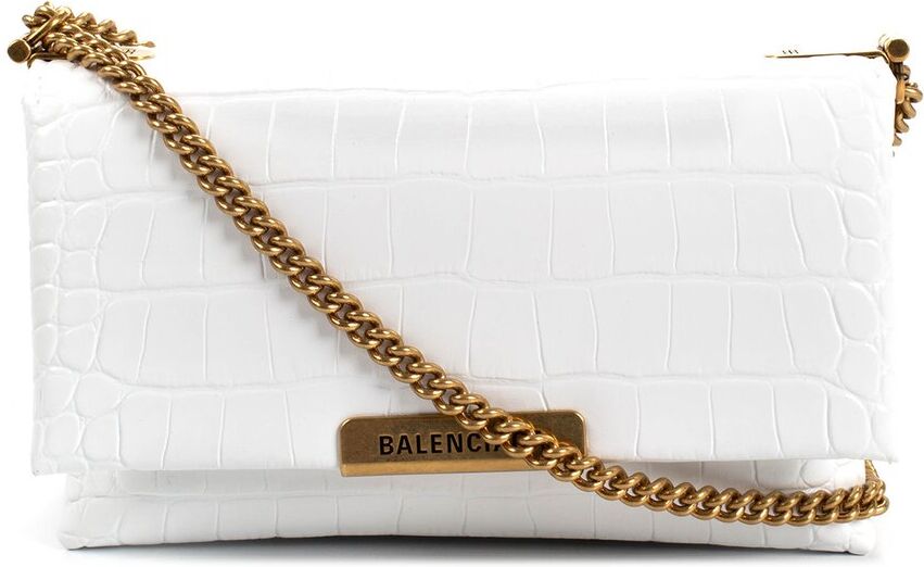 Balenciaga Optic White Leather Chain Strap Shoulder Bag, NWT (Authentic Pre- Owned) NoColor NoSize