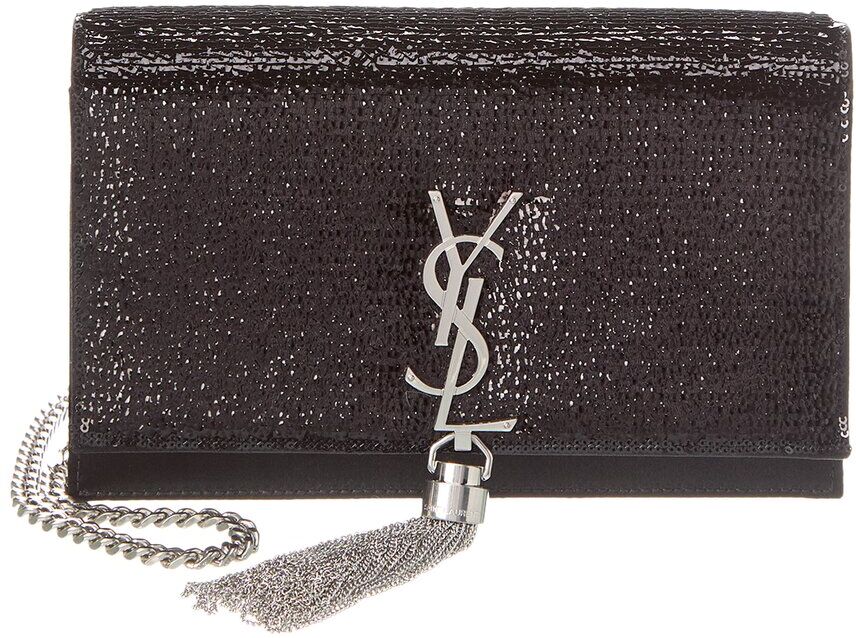 Saint Laurent Kate Satin Wallet On Chain Black NoSize