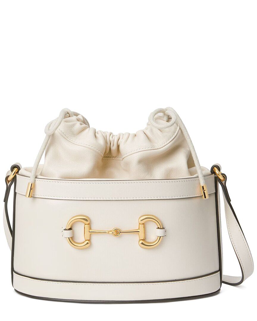 Gucci Horsebit 1955 Leather Bucket Bag White os