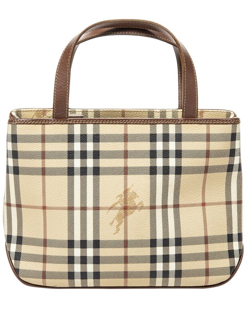 Burberry Beige & Brown Haymarket Check Coated Canvas Small Handbag (Authentic Pre-Owned) NoColor NoSize