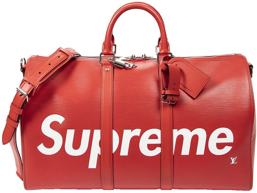 Louis Vuitton Limited Edition Red Supreme Epi Leather Keepall Bandouliere (Authentic Pre-Owned) NoColor NoSize