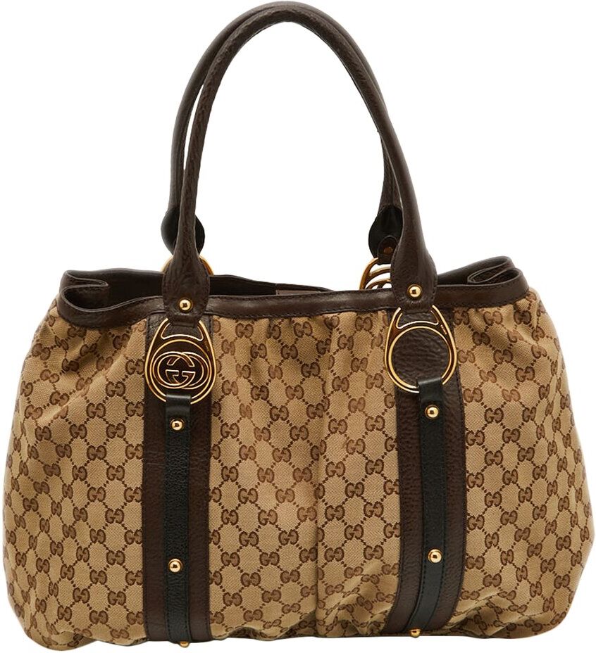 Gucci Beige Canvas & Leather Interlocking G Large Tote (Authentic Pre-Owned) NoColor NoSize