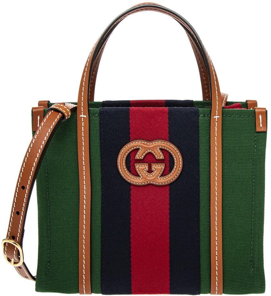 Gucci Interlocking G Mini Canvas & Leather Tote Green NoSize