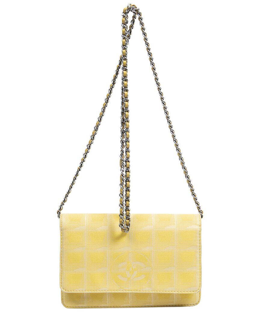 Chanel Yellow Jacquard Canvas Wallet on Chain (Authentic Pre-Owned) NoColor NoSize