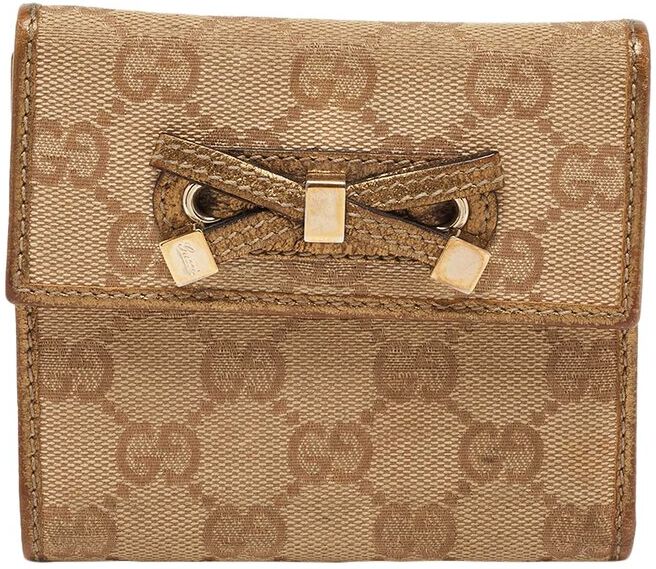 Gucci Beige Canvas & Leather Princy Trifold Wallet (Authentic Pre-Owned) NoColor NoSize