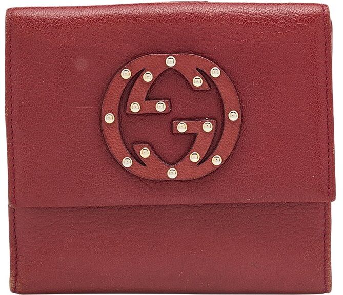 Gucci Burgundy Leather GG Interlocking French Wallet (Authentic Pre-Owned) NoColor NoSize