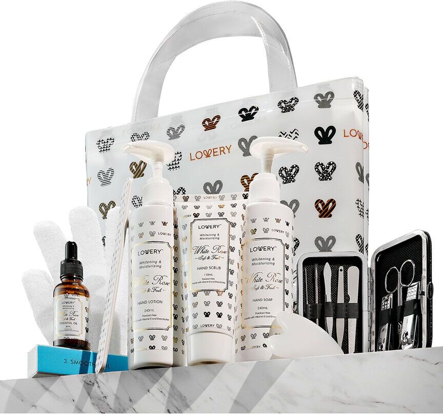 Lovery Care Package For Women & Men, 19Pc Hand Cream Gift In A Shoulder Bath Tote Bag Silver NoSize