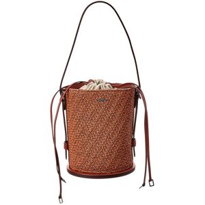 Max Mara Logo Plaque Leather-Trim Bucket Bag Orange NoSize