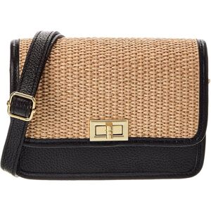 Persaman New York Eva Straw & Leather Crossbody Black NoSize