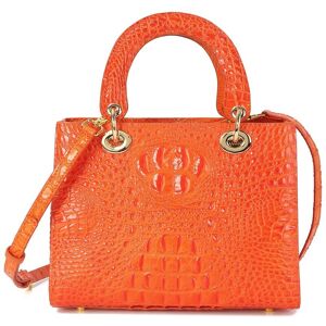 Tiffany & Fred Paris Alligator-Embossed Leather Satchel Orange NoSize