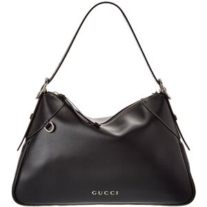 Gucci GG Emblem Large Leather Shoulder Bag Black NoSize