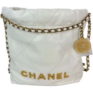 Chanel White Leather 22 Mini Shiny Quilted White Crossbody (Authentic Pre-Loved) NoColor NoSize