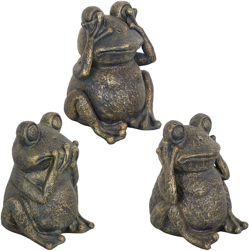 Sunnydaze Hear No Evil, See No Evil, Speak No Evil Frog Trio Statue Green NoSize