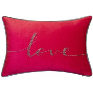 Edie Home Celebrations Beaded Love Decorative Pillow Red 12x18