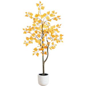 Nearly Natural 4ft Autumn Birch Artificial Fall Tree In White Decorative Planter Orange NoSize