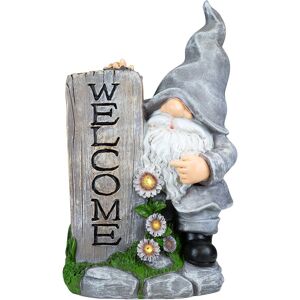 Northlight LED Solar Lighted Gnome Welcome Outdoor Garden Statue NoColor NoSize