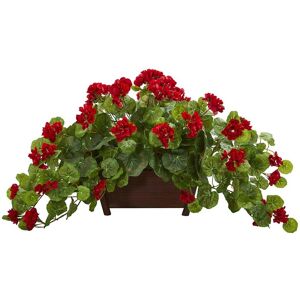 Nearly Natural Geranium Artificial Plant in Decorative Planter Red NoSize
