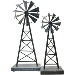 Adam & Friends Set of 2 Metal Windmills Sculptures NoColor os