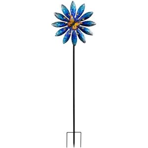Northlight Flower with Butterfly Outdoor Pinwheel Garden Stake Blue ns