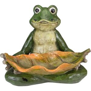 Northlight 14in Frog with Leaf Birdfeeder Outdoor Garden Statue Green NoSize