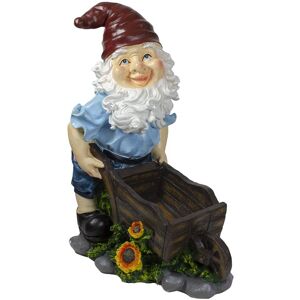 Northlight 20in Wheelbarrow Gnome Outdoor Garden Statue Blue NoSize