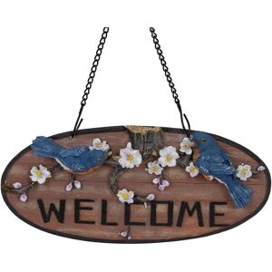 Northlight 12in Hanging Welcome Sign with Bluebirds & Flowers Brown NoSize
