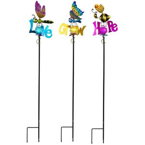 Northlight Set of 3 Solar Lighted Grow Love & Hope Outdoor Garden Stakes NoColor NoSize
