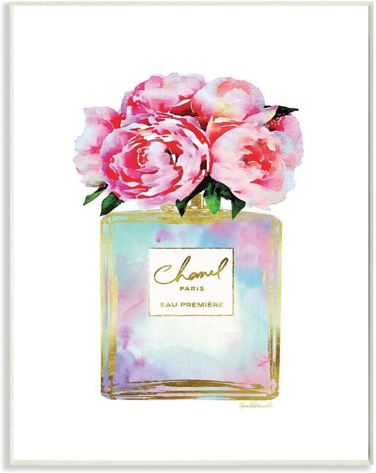 Stupell Pink Gold Flower Perfume Glam Fashion Design Wall Art Pink 10 x 15