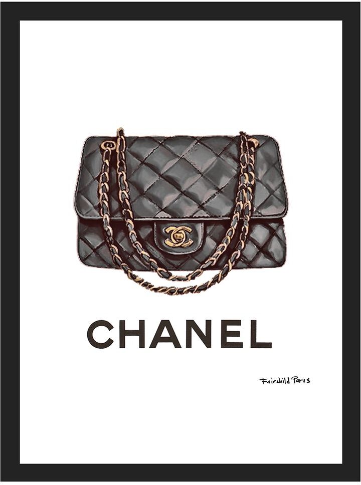 Fairchild Chanel Black Purse Framed Print Wall Art NoColor 14" x 18" x .75"