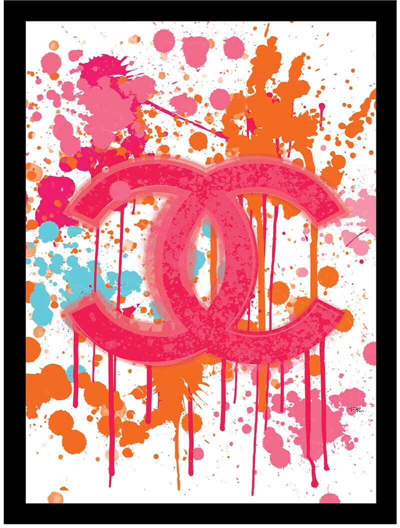 Fairchild Paris Splattered Chanel Logo Framed Print Wall Art Black NoSize