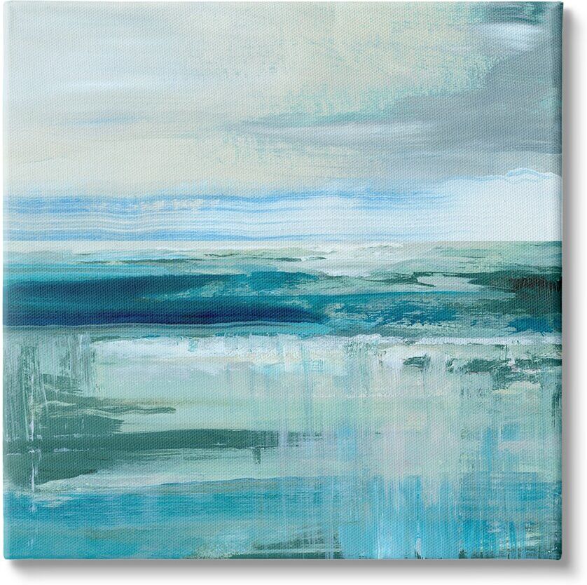 Stupell Industries Abstract Ocean Horizon Modern Nautical Painting Blue Green Stretched Canvas Wall Art by Nan Blue NoSize