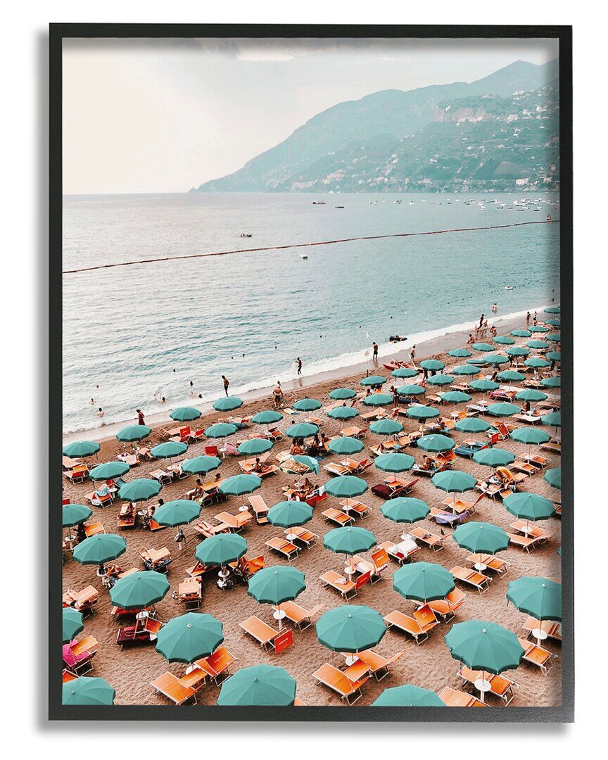 Stupell Beach Umbrellas Coastal Vacation Framed Giclee Wall Art by Krista Broadway NoColor 16 x 20